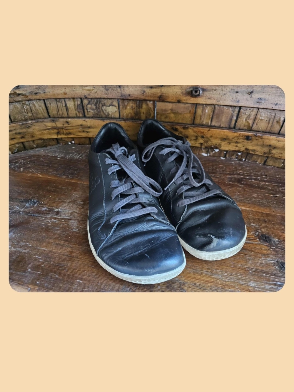 Vivo Barefoot Black Leather Lace-Up Sneakers